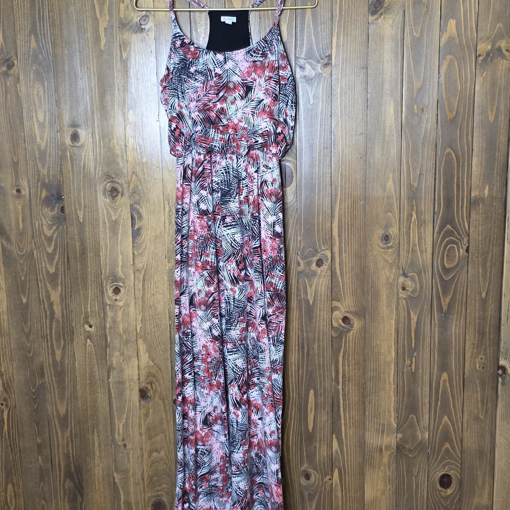 Guess Red and Black Floral Maxi Dress